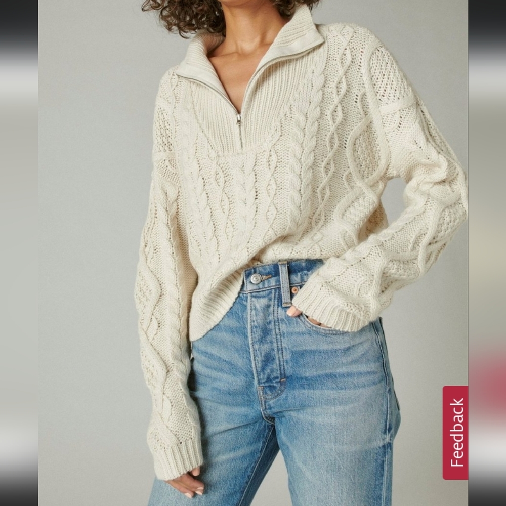 Lucky Brand Cable knit Sweater Half zip